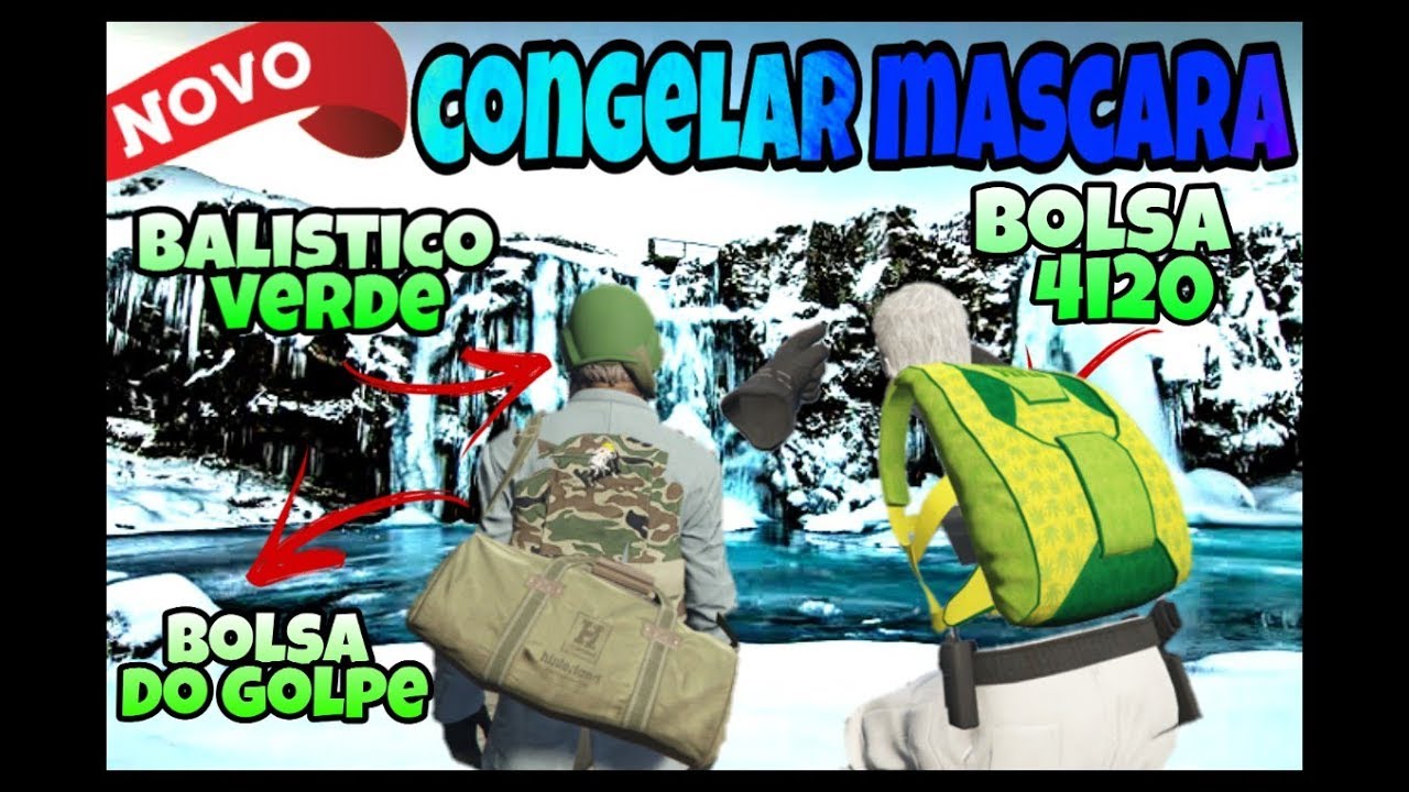 GTA V NOVO CONGELAR MASCARA MD DIRETOR OBTER CAPACETE BALÍSTICO VERDE, MOCHILA 4I20 E BOLSA DO GOLPE