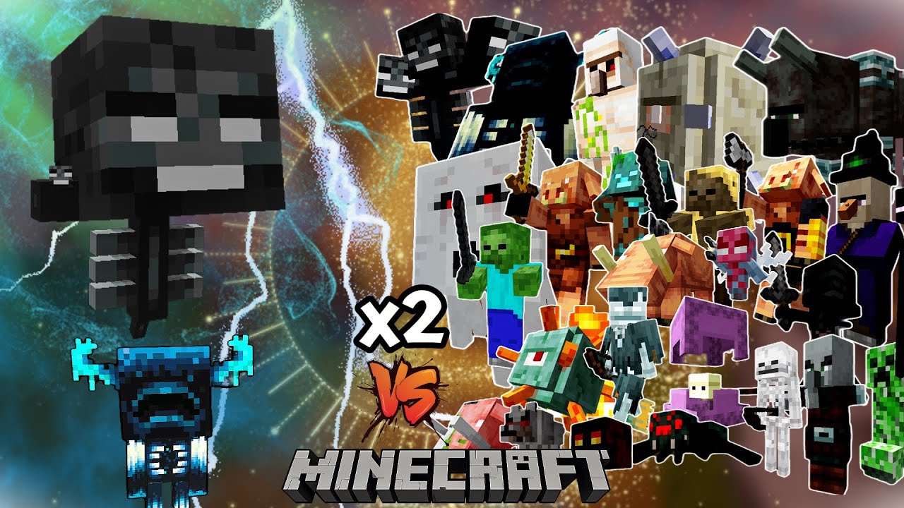 Baby Wither and Baby Warden vs   Every mob in Minecraft x2 | Minecraft Mob Battle