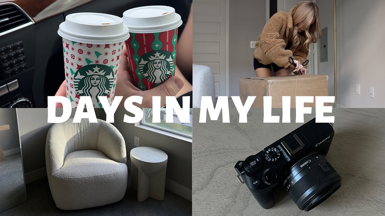 TIS THE SEASON 🎄starbucks holiday cups!! side table unboxing, new camera & workout