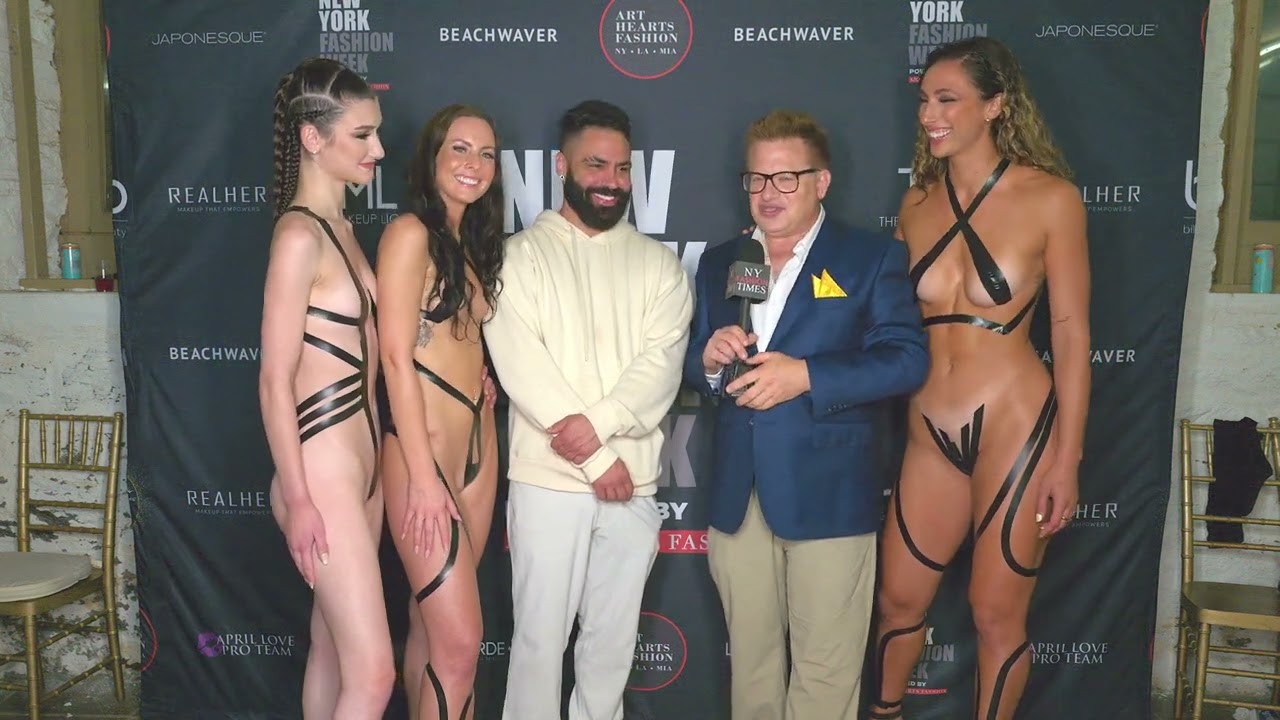 Blacktape Project Models with Designer backstage at Art Hearts Fashion Week NYFW
