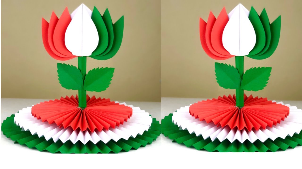 Beautiful Independence Day Craft | Lotus Flower Paper Craft | Republic Day Craft Idea |