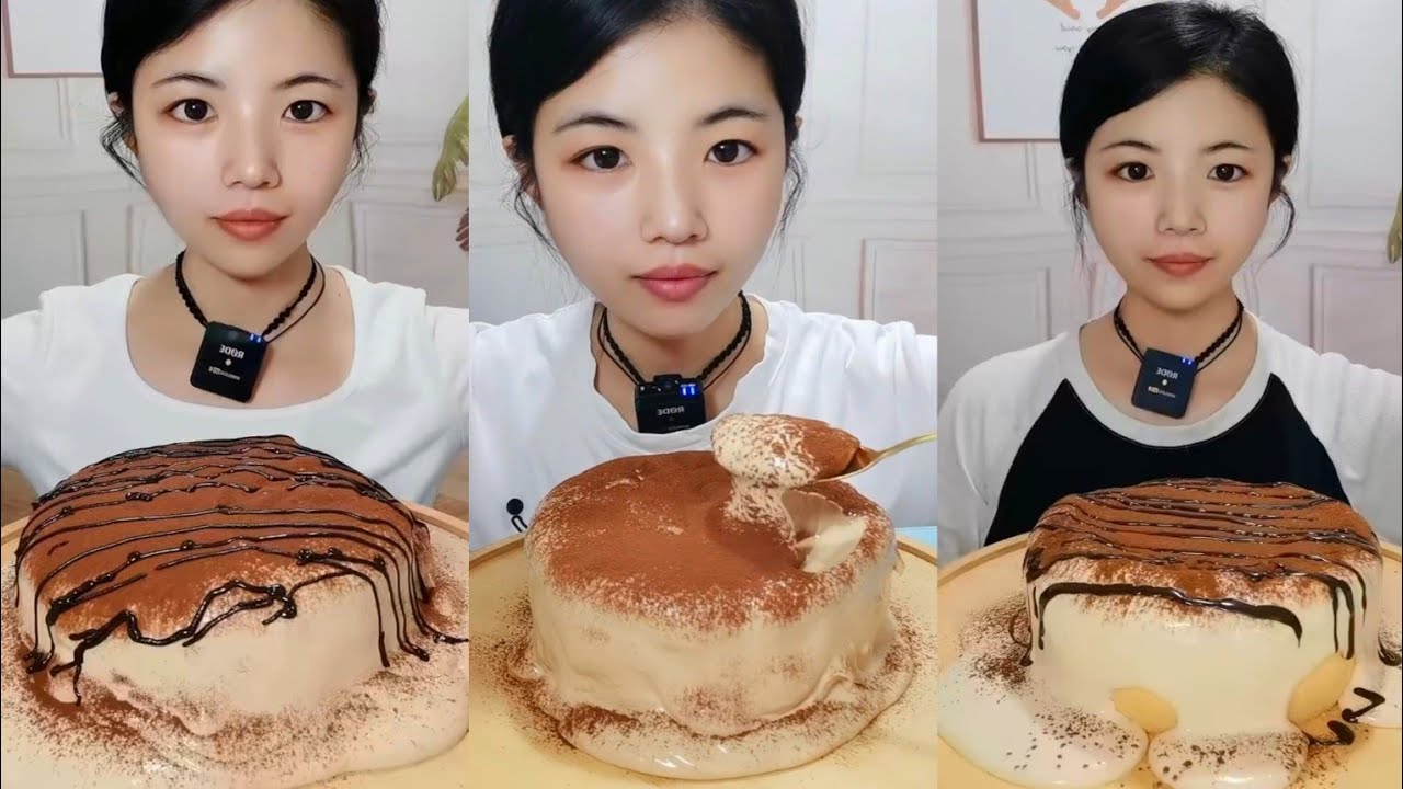ASMR🥧Flourless CHOCOLATE LAVA CREAM CAKE MUKBANG🎂(Asian Dessert)먹방 SATISFYING#asmr#cake#mukbang#girl