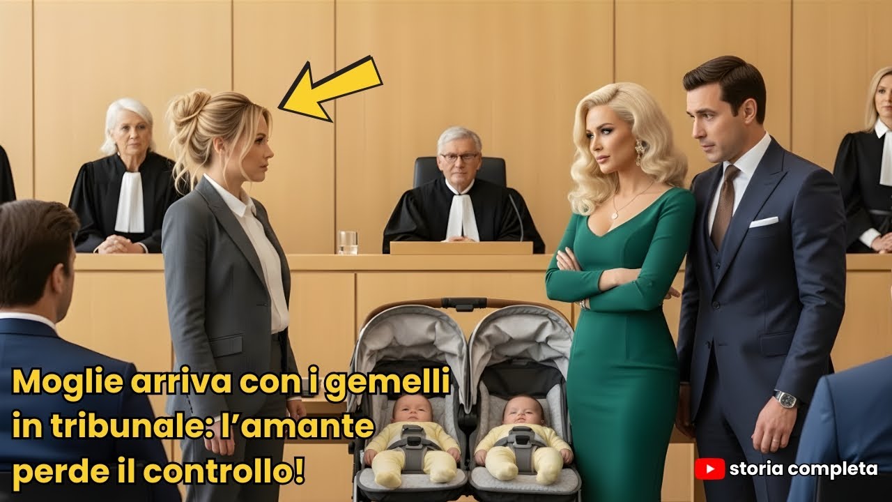 Moglie arriva con i gemelli in tribunale: l’amante perde il controllo!