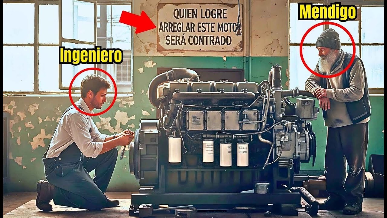 “Quien logre arreglar este motor será contratado” Un ingeniero contra un mendigo. Entonces...