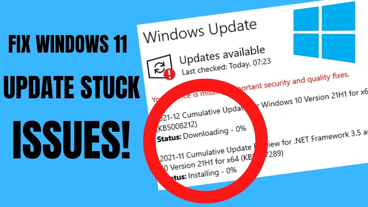 Исправление проблемы с обновлением Windows 11, зависшим на отметке 0% 82% 87% 92% 100% навсегда