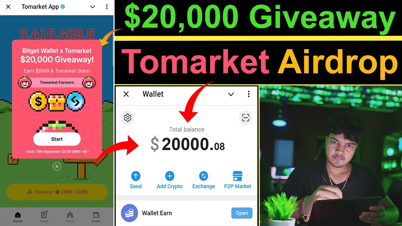 Tomarket 20000$ Giveaway 🍅 | Tomarket Airdrop Withdrawal | Tomarket Combo Today | Bitget Giveaway 🤑