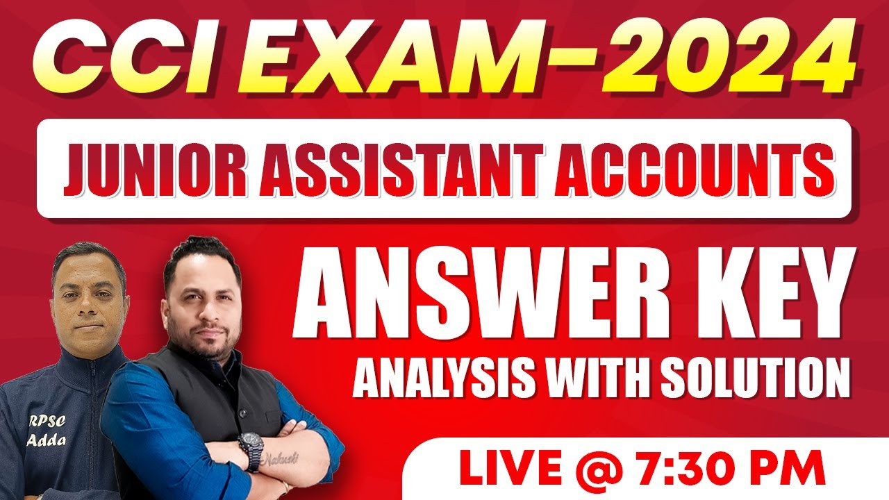 CCI Exam 2024 | CCI Junior Assistant Accounts Answer Key | CCI Exam Vacancy 2024 |CCI Paper Solution