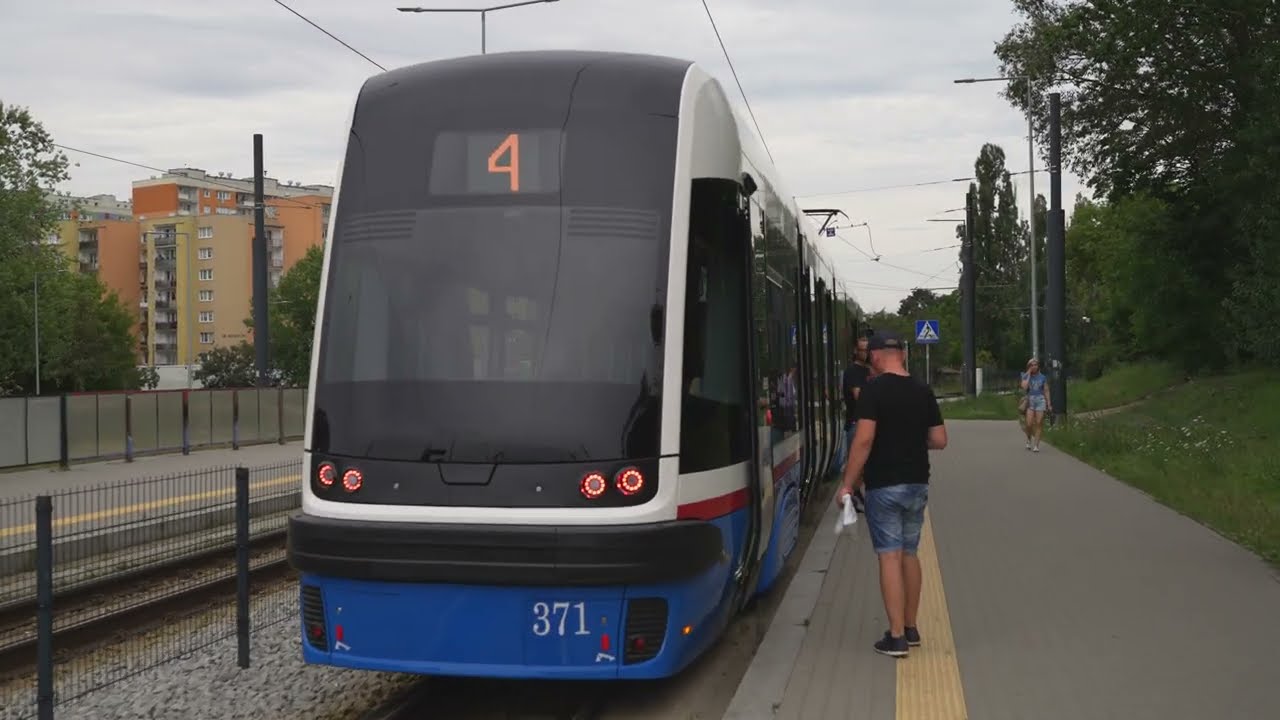 Poland, Bydgoszcz, tram 4 ride from Szarych Szeregów to Plac Praw Kobiet