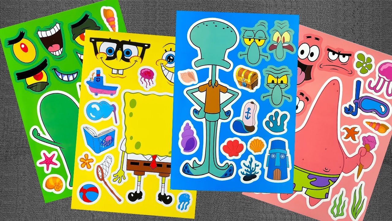 SpongeBob Build Bikini Bottom Sticker Book 🧽 Patrick, Squidward, Sandy & Plankton | Satisfying ASMR