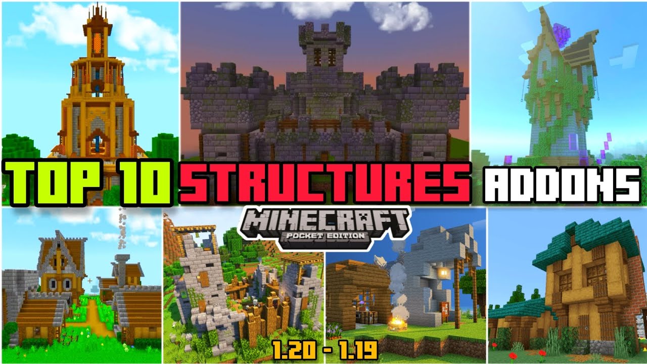 🎖️TOP 10 DUNGEONS & STRUCTURES🏰 ADDON for MINECRAFT PE 1.20 - 1.19 #addons
