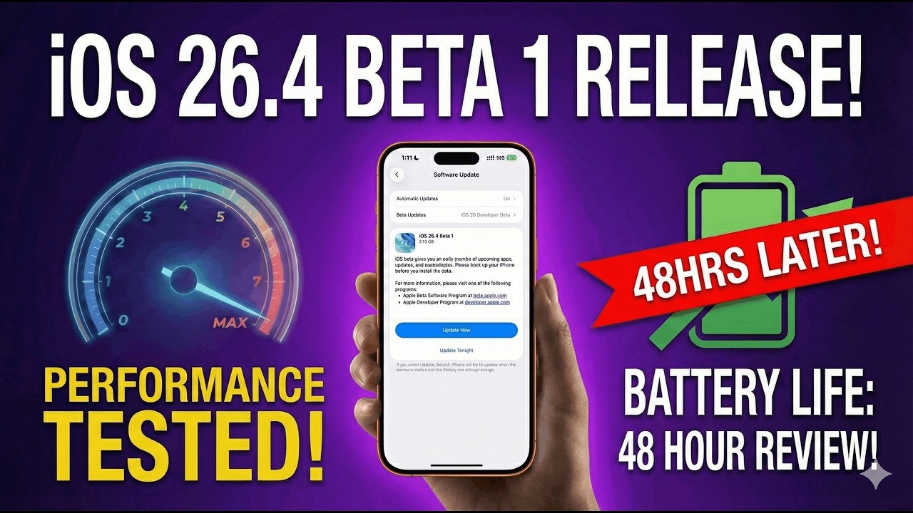 iOS 26.4 Beta 1: результаты тестирования после 48 часов работы от батареи и производительности!