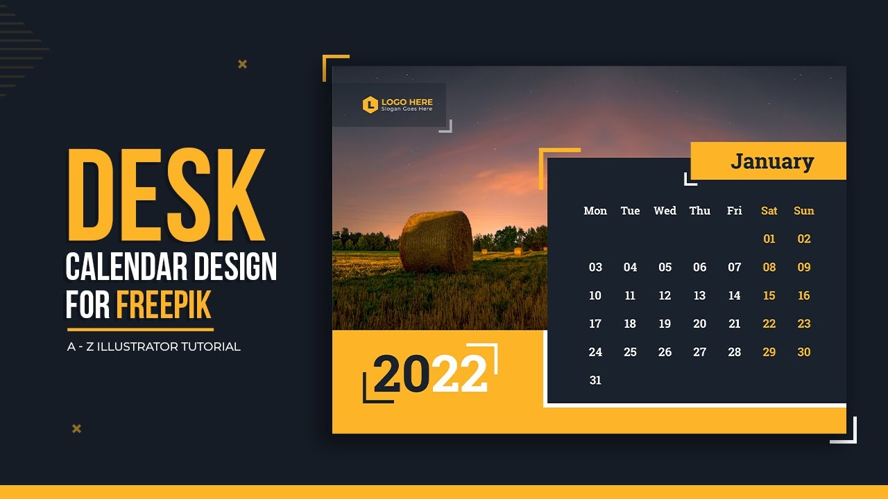 Desk Calendar Design | How to Design a Calendar in adobe illustrator  for Freepik .