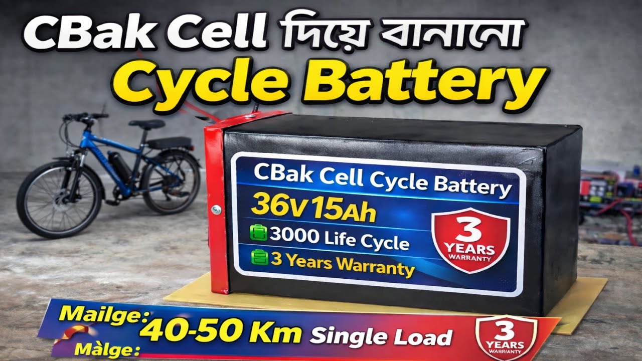 সাইকেল এর জন্য সেরা ব্যাটারি 36V 15Ah Phosphate| যার Life cycle রয়েছে 3000 সাথে ৩বছরের ওয়ারেন্টি 
