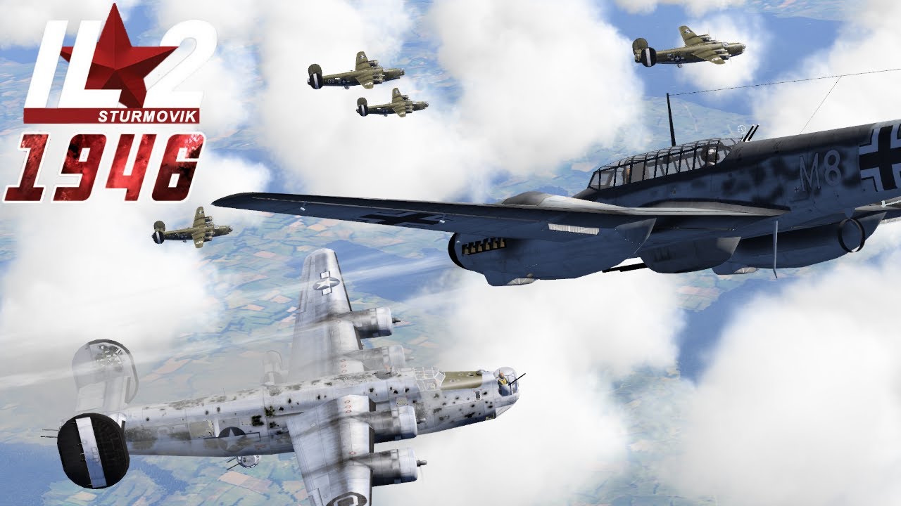 Full IL-2 1946 mission: Bf 110s Intercept B-24 Liberator Combat Wing