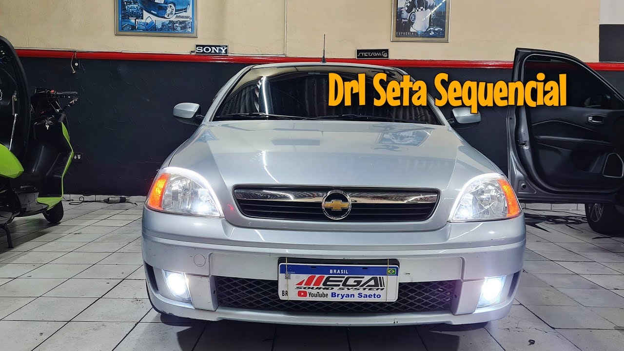 Corsa Premium 2010 Farol Neblina + Ultra Led H3 + Fita Drl Seta Sequencial + Lanterna Seta Conjugada