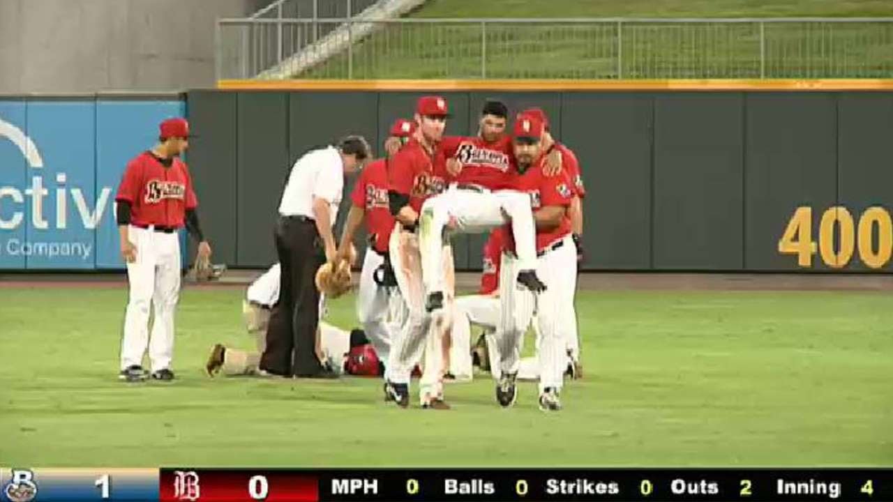 Barons' Anderson, May injured in collision
