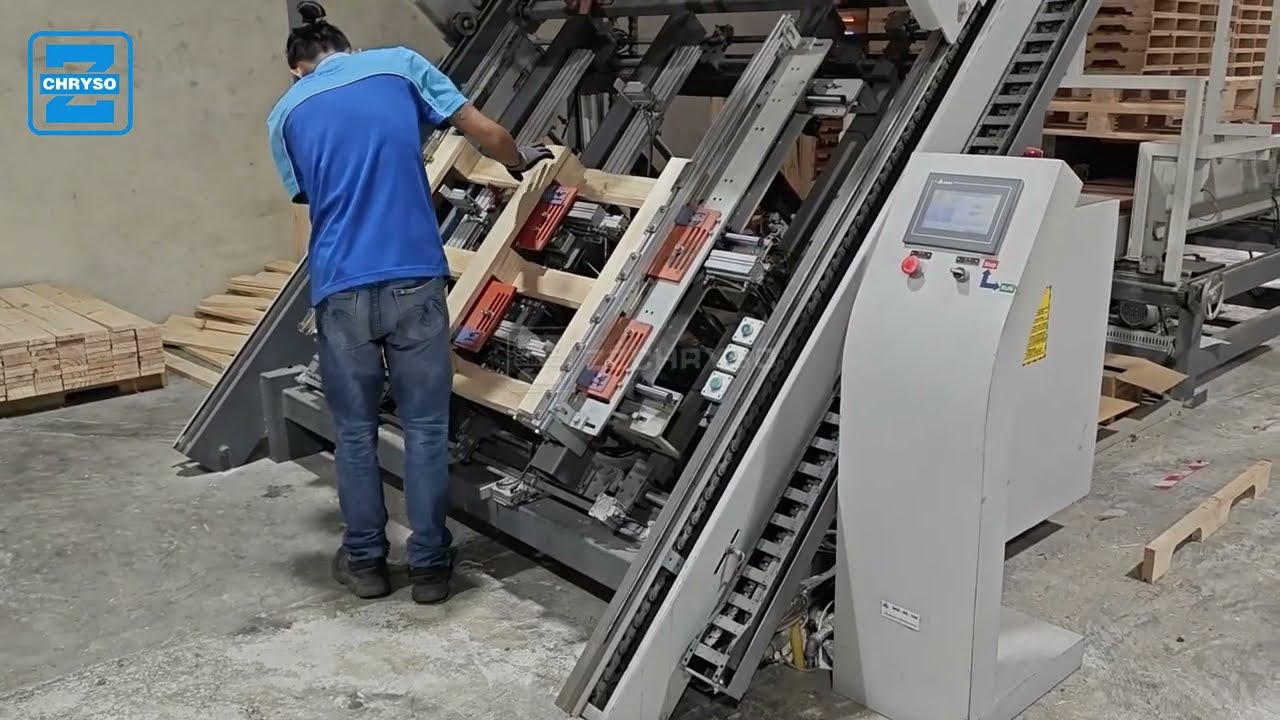 Automatic wood block pallet nailing machine with stacking machine at Thailand Client's Plant