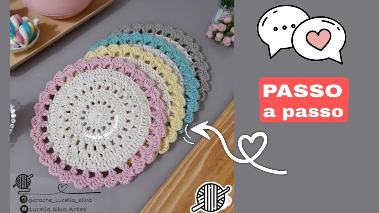 Passo a Passo sousplat para café. Sousplat Coral