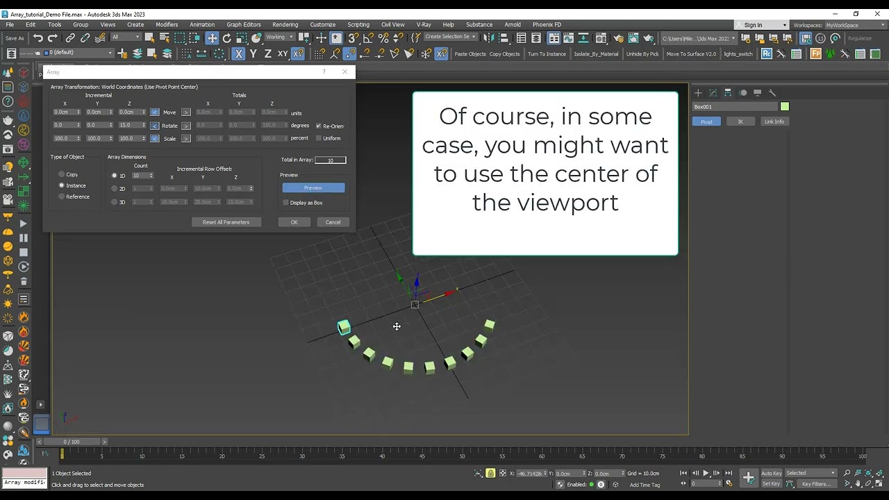 Урок 15 — 3DS Max — Для начинающих — Введение в инструмент массива