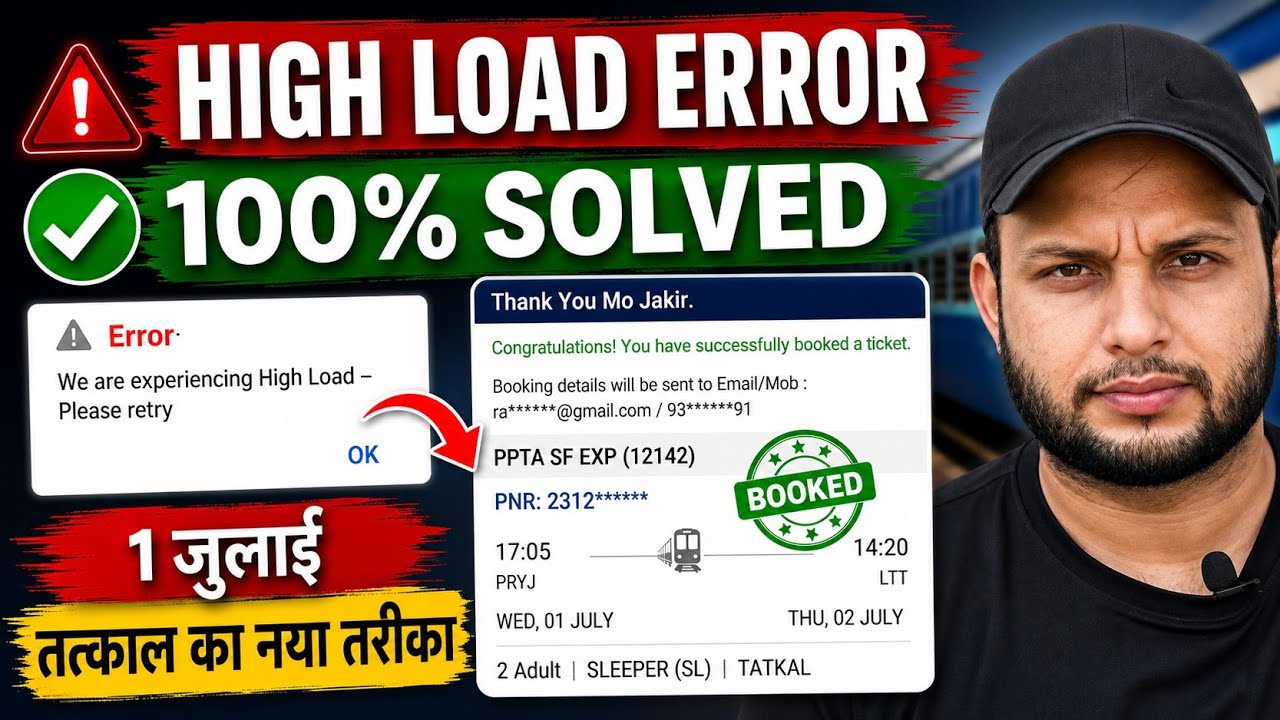 irctc high load problem solution✅irctc tatkal ticket booking high load problem। Irctc high load 