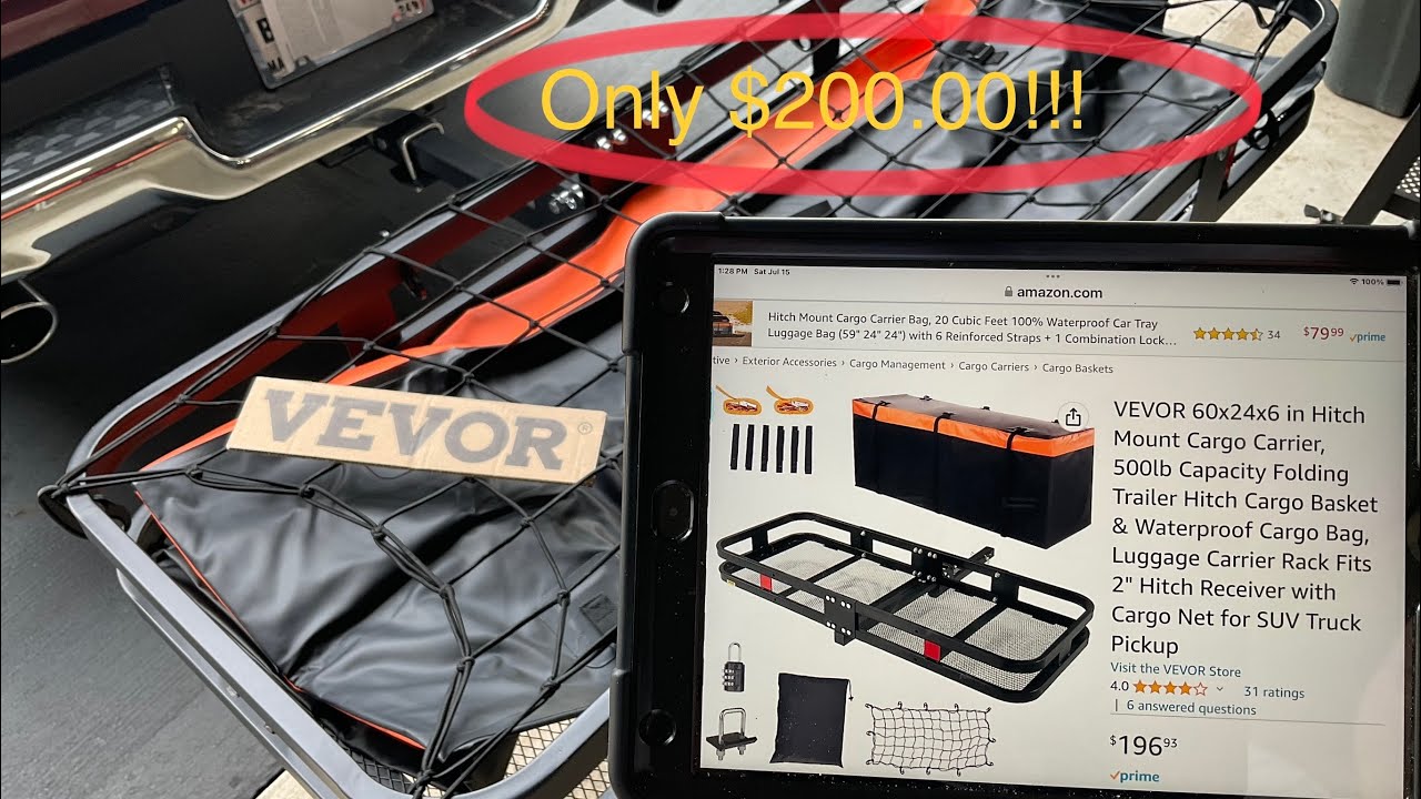 Review of The VEVOR 500 Pound Capacity Hitch Mounted Cargo Carrier with Waterproof Bag and Cargo Net