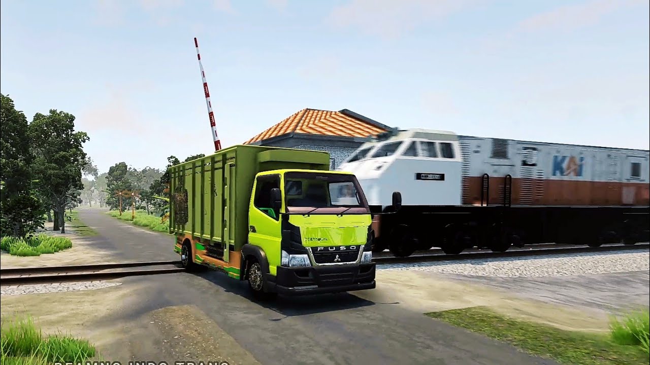 KA Pandalungan tabrak truk angkut pakan ternak, ilustrasi game Beamng drive