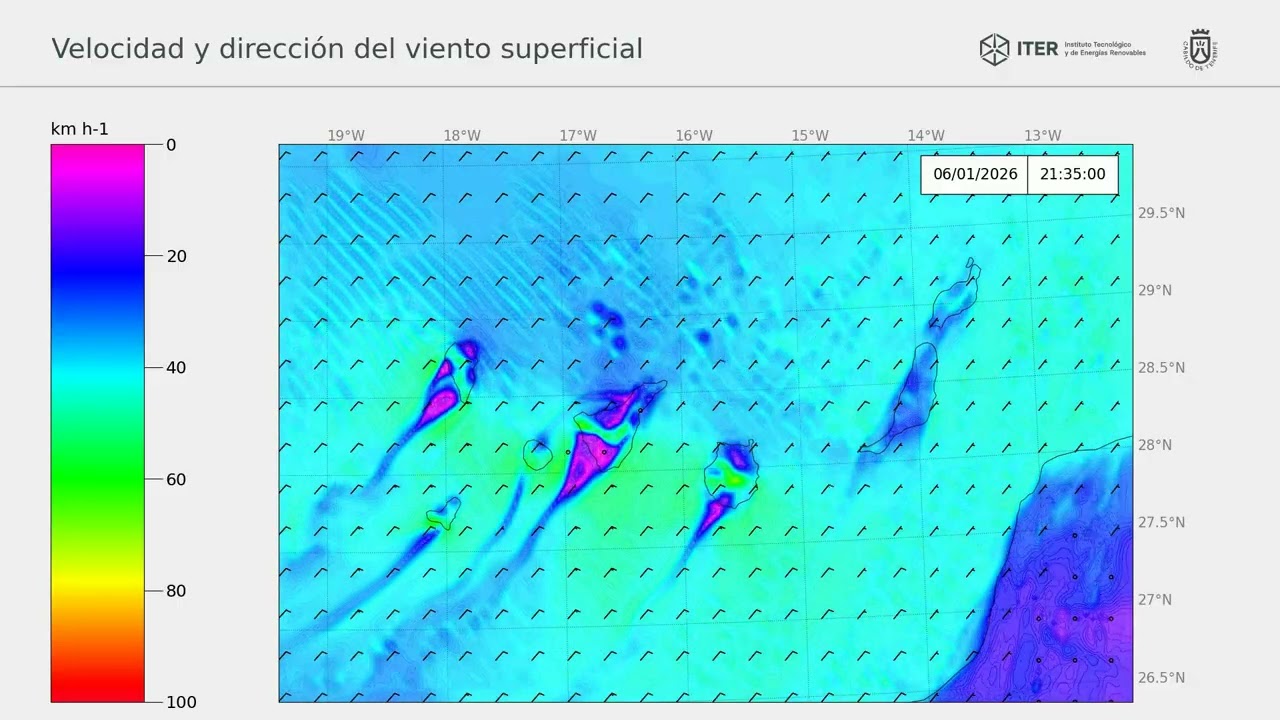 Canary Islands Wind forecast: 20260105