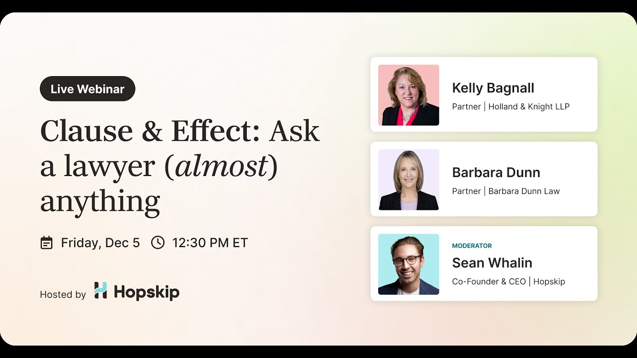 Webinar | Clause and Effect: Ask a lawyer (almost) anything | Dec 5