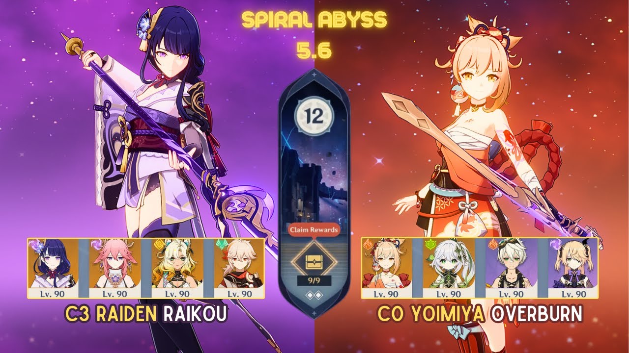 C3 Raiden Raikou & C0 Yoimiya Overburn!| Spiral Abyss 5.6 | Genshin Impact
