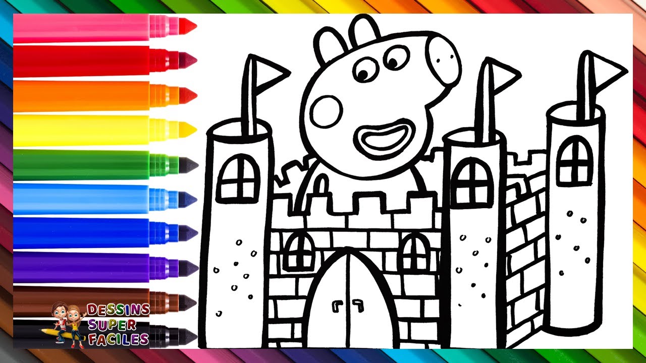 Dessiner et Colorier Peppa Pig en train de Construire un Château 🐷🏰 Dessins pour Enfants
