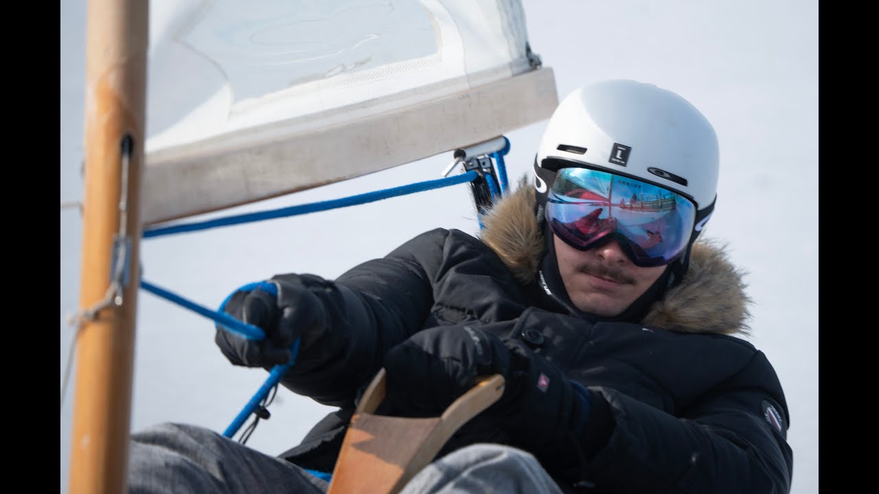 Ice boats sail on frozen Toms River during Arctic blast in New Jersey