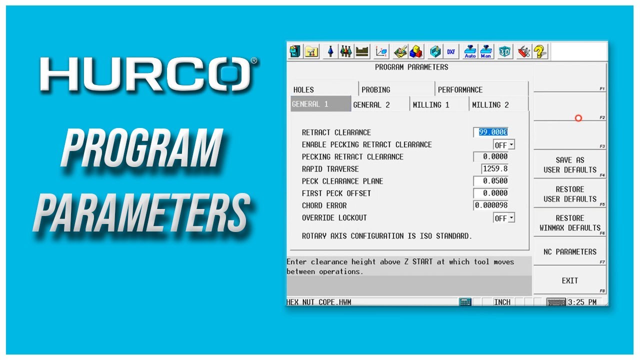 Program Parameters | Hurco Mill Intro Training Course