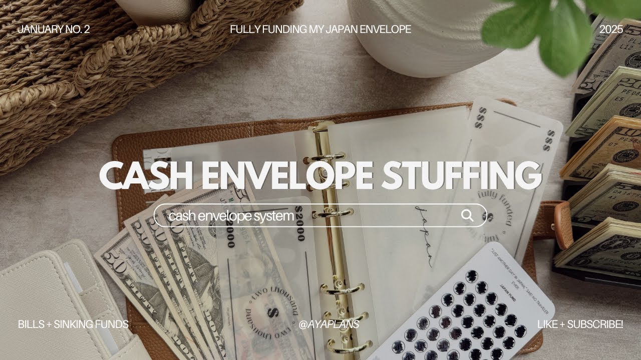 Cash Envelope Stuffing | $1,310 | January No. 2 | Fully Funding My Japan Envelope! 🇯🇵
