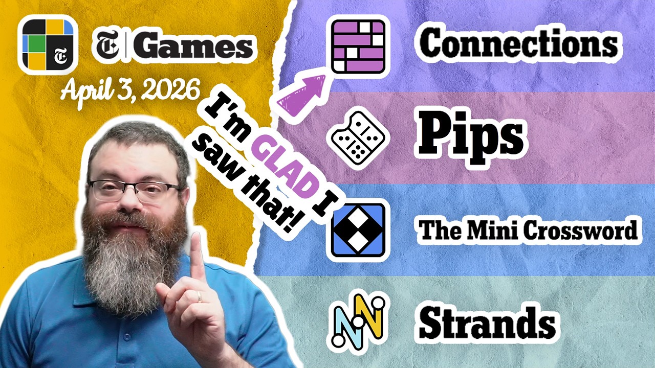 NYT Connections, Pips, Mini Crossword, and Strands | April 3, 2026