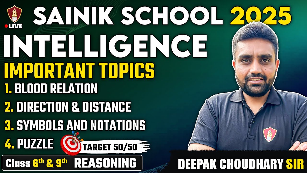 Sainik School Entrance Exam Reasoning Class 6 & 9 | Intelligence Sainik School Coaching