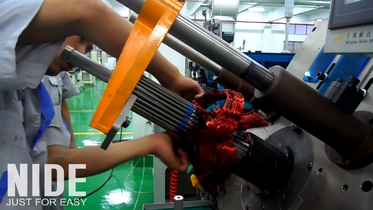 motor stator coil winding insertion