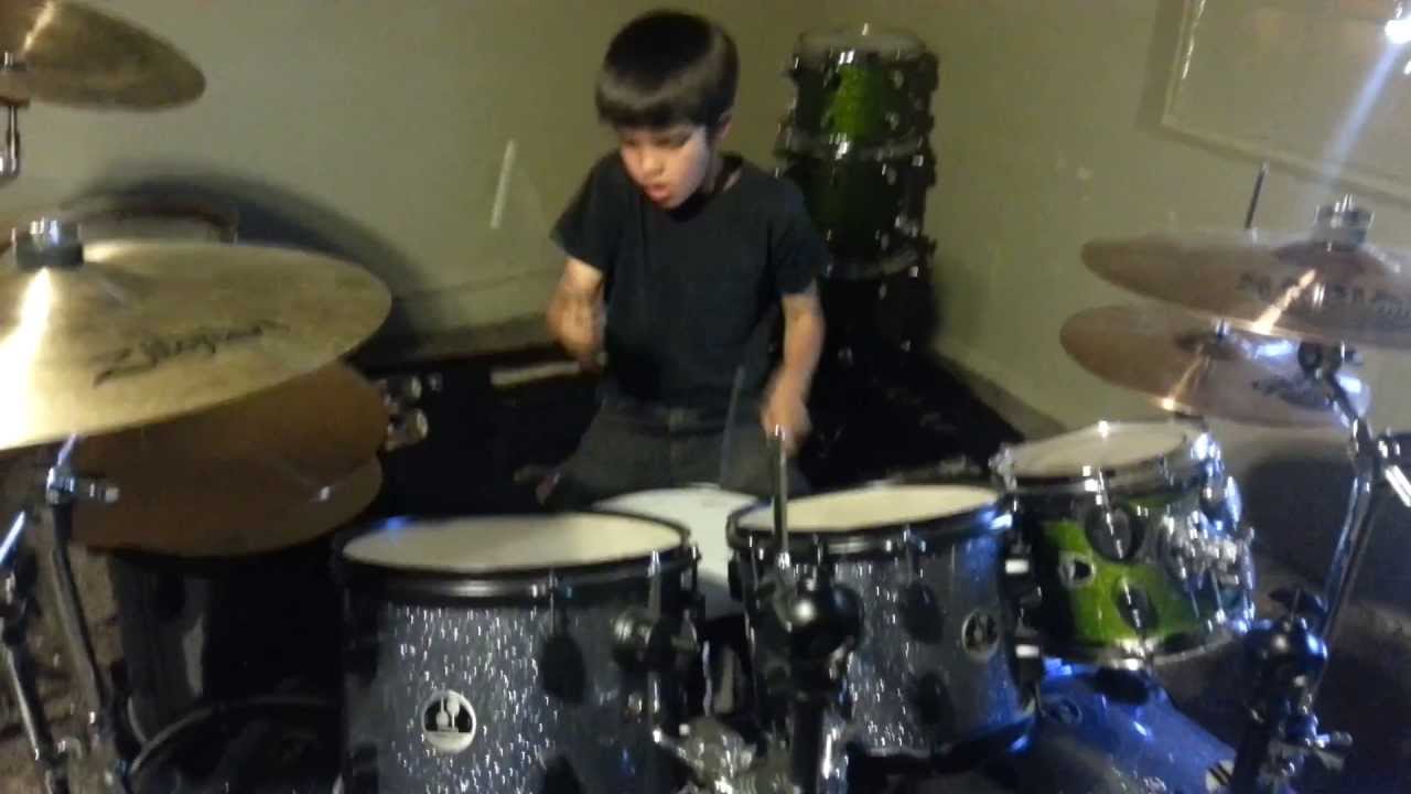 10 yr old Luke Martin, freestyle drumming, first video.