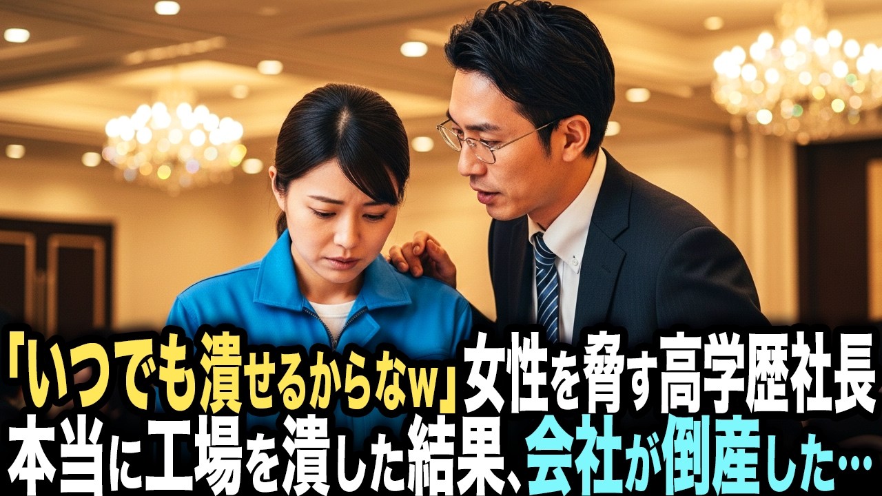 「中卒ごときがやってる工場なんていつでも潰せるからなｗ」女性を脅す高学歴社長。女性「やめてください！」&rarr;本当に工場を潰した結果、会社が倒産した&hellip;