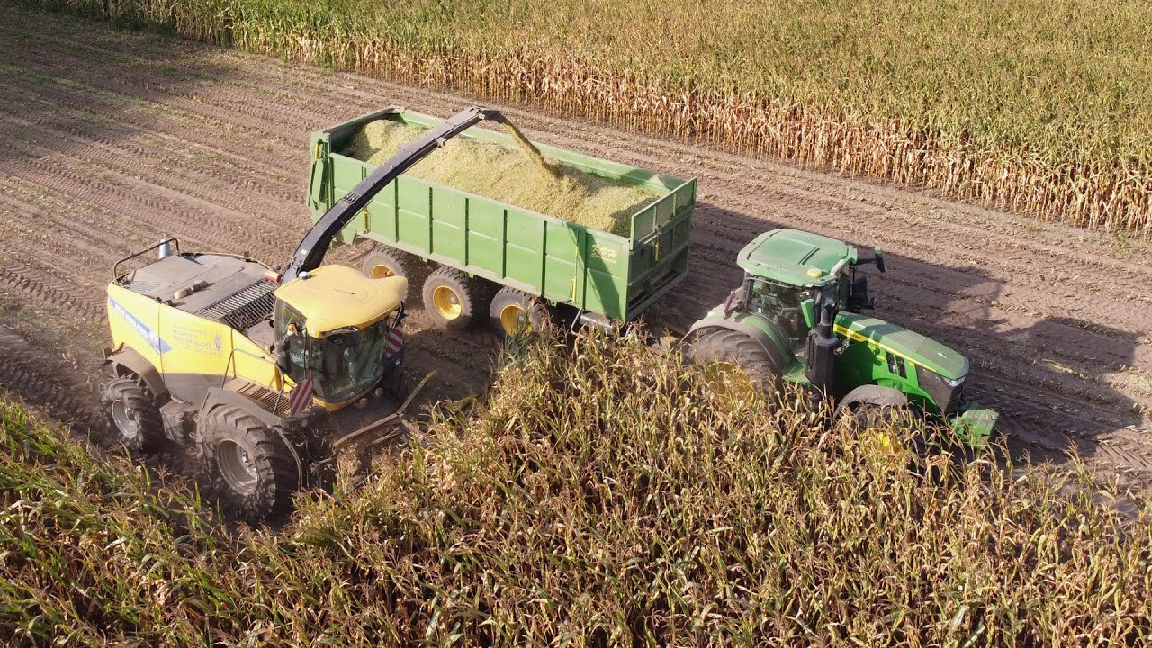 New Holland FR700 + John Deere 7R290 & KVH - Loonwerken Meganck-Haenebalcke