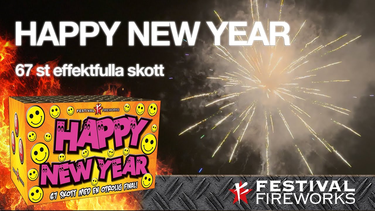 Happy New Year - 67 skott 20/30 mm - Bombt&aring;rta | Festival Fyrverkeri