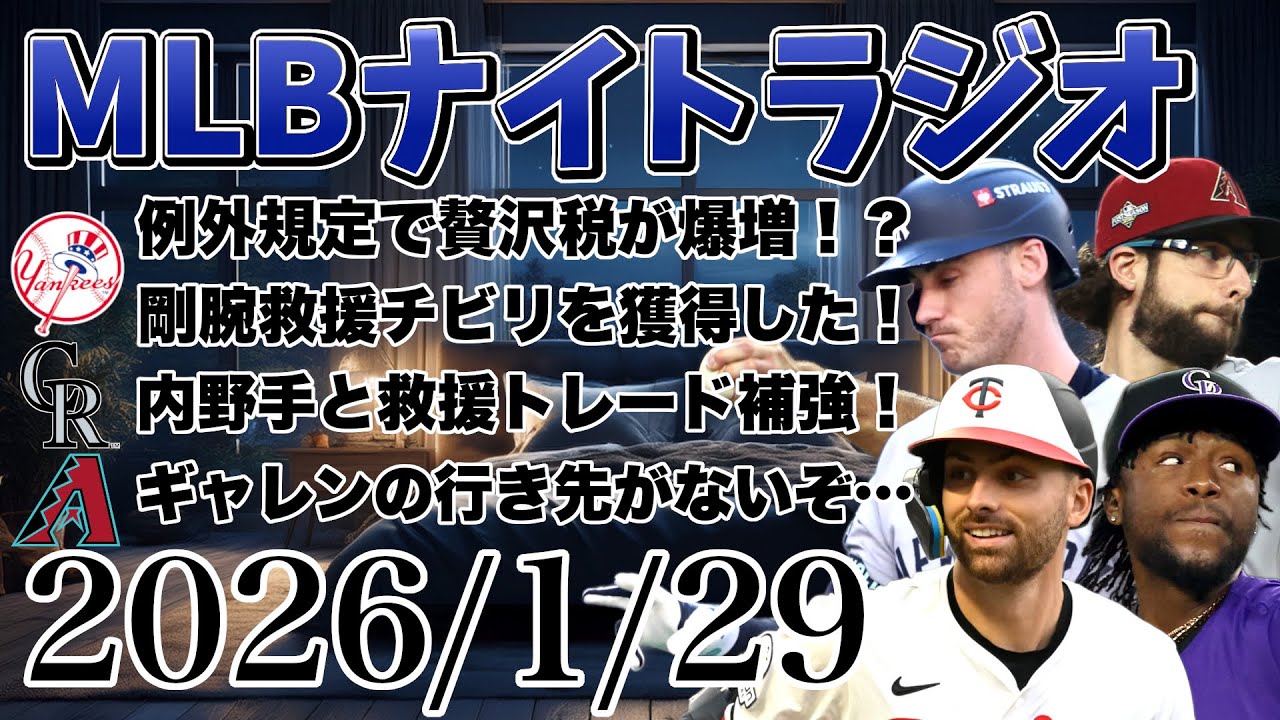 【MLBナイトラジオ#371】ベリンジャーのAAVが爆増！ヤンキースがチビリ獲得！ロッキーズがジュリエンとオール獲得！ギャレンどこ行くの？村上選手獲得の裏側など#mlb #メジャー #メジャーリーグ