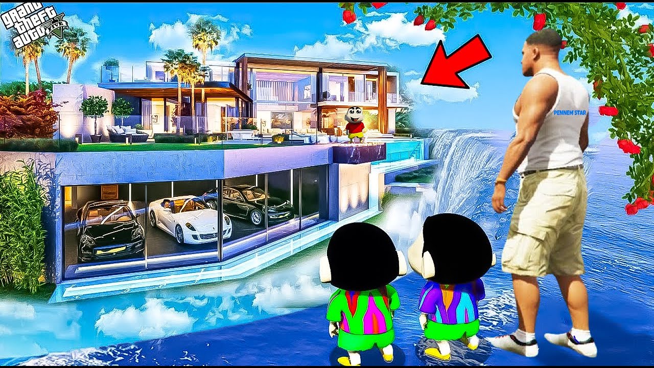 GTA 5 : Franklin Buy Luxury Water House To Surprise Shinchan And Pinchan in GTA 5 !