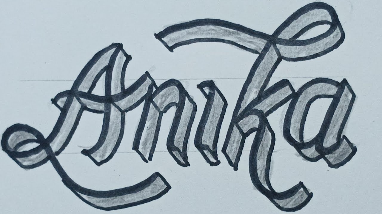 Draw 3d Calligraphy Name For Beginners Easy / Drawing Cursive Art On Paper 23