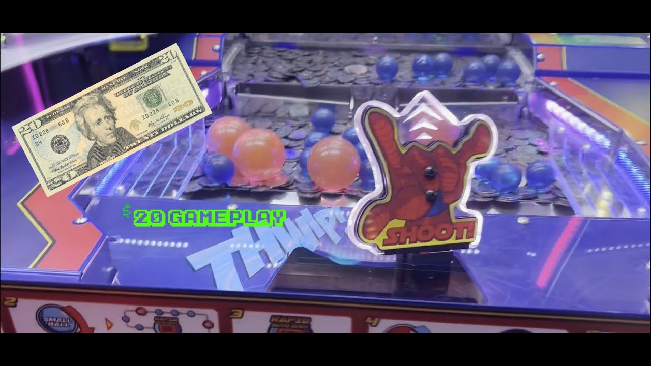 Spending $20 on Spiderman coin pusher @ Andy B’s