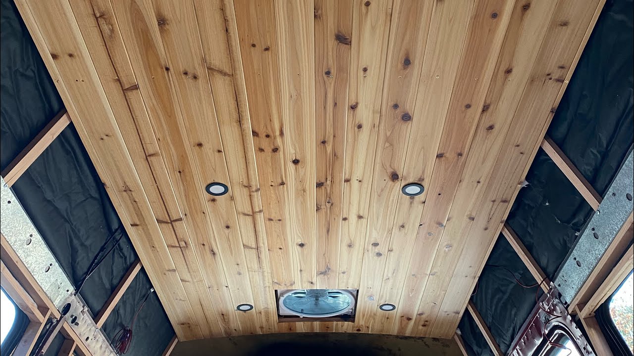 Van Life Ceiling The RIGHT Way | LED Lights & Cedar | Dodge Ram Adventure Van Build Series