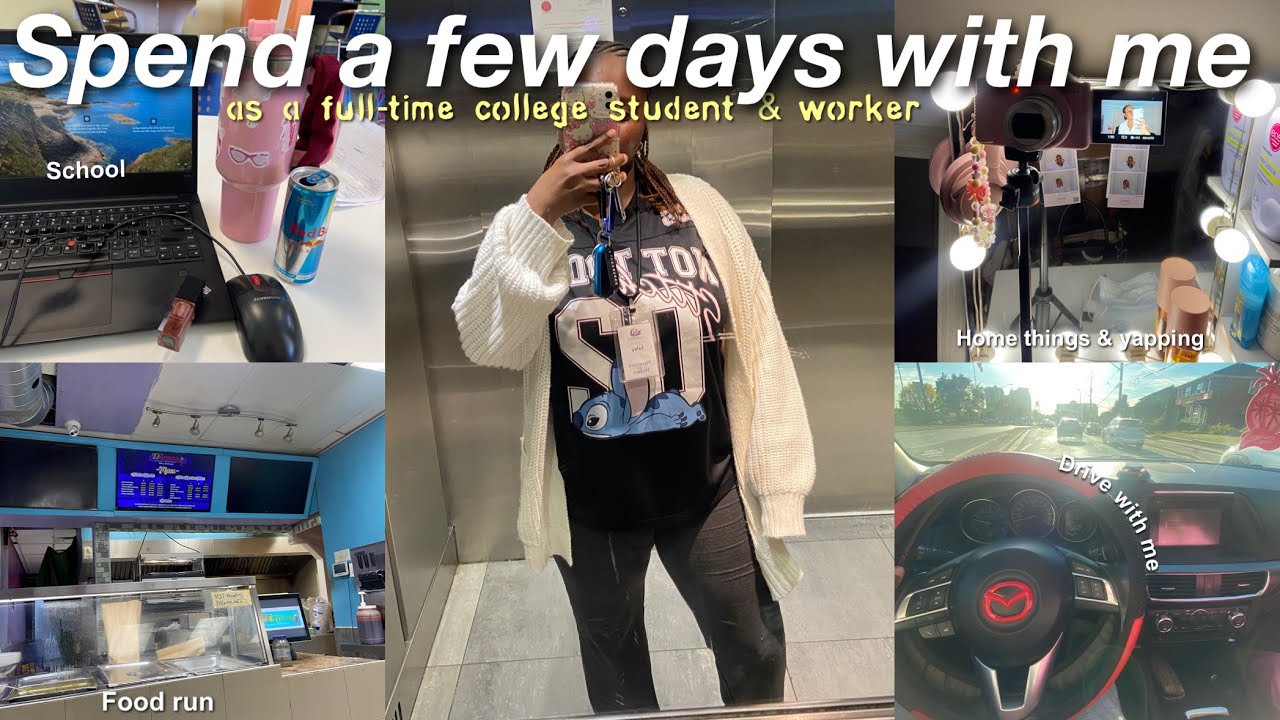 VLOG: spend a few days with me as a FULL-TIME college student & worker👩🏾‍💻🎀*realistic & productive! 
