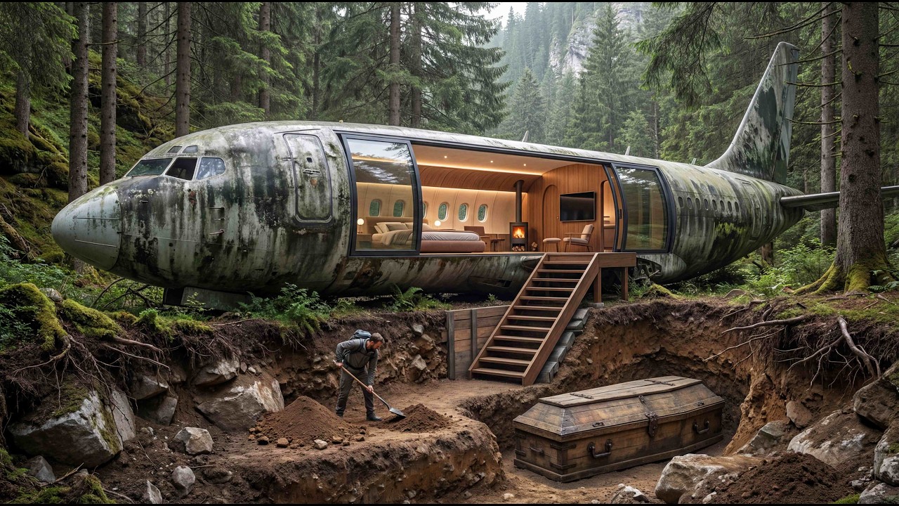 This Abandoned Plane Is Now a Hidden Forest Home — Look Inside! (ASMR)