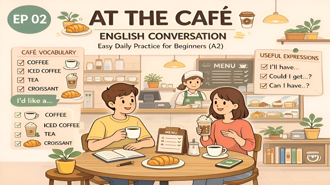 At the Café English Conversation (A2) | Easy Daily Practice for Beginners