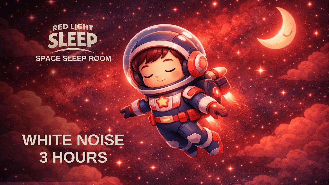 Red Light Sleep for Kids | Calm Astronaut Video with White Noise