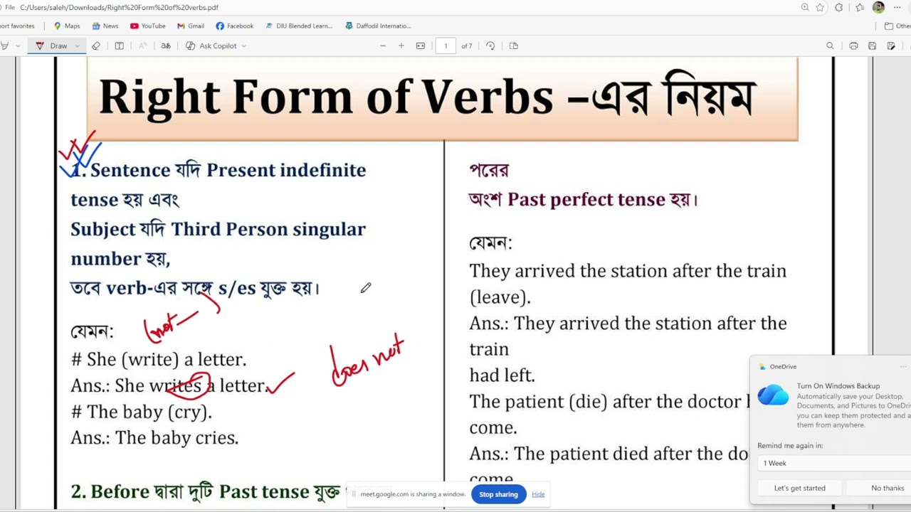 right form of verbs part 1